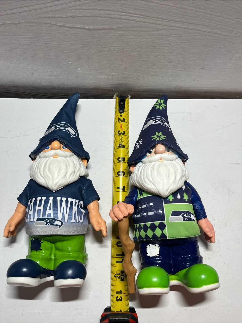 Seattle Seahawks Gnome Garden Statues - Navy & Lime Green-NFL Fan Gear